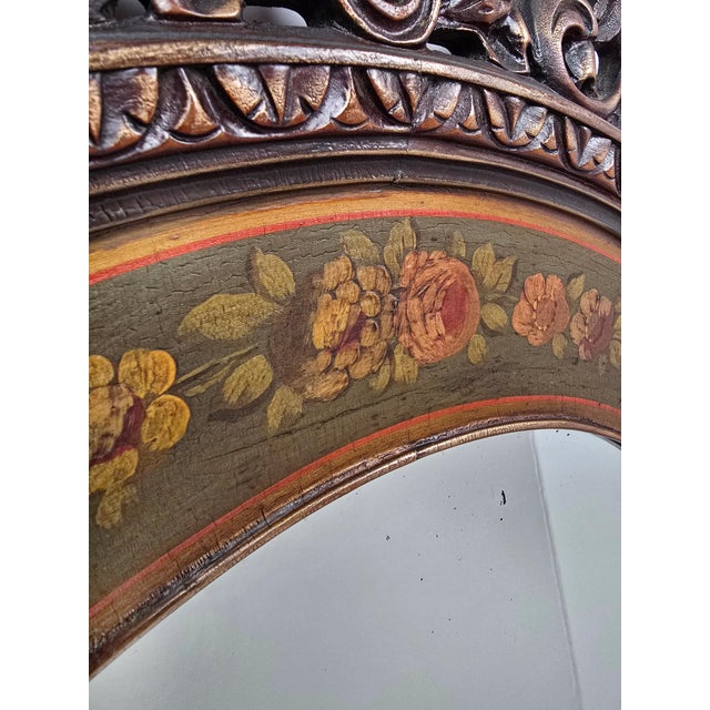 Early 20th Century Antique French Rococo Revival Giltwood Mahogany Crest Mirror For Sale - Image 5 of 10