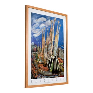 Basilica La Sagrada Familia Antoni Gaudi Colorful Barcelona Poster by Anthony Pilley For Sale
