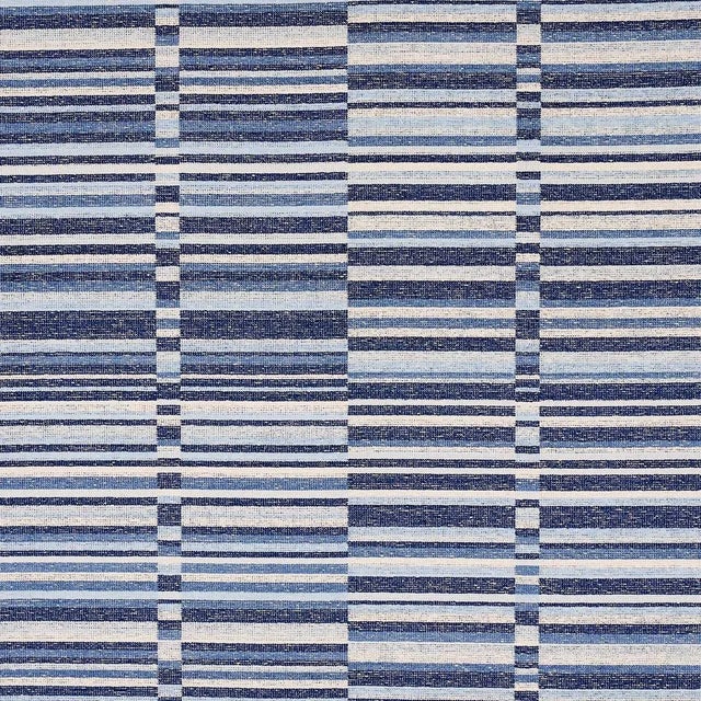 Sample - Schumacher Tierra Stripe Fabric, Blue For Sale
