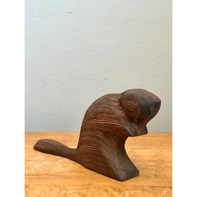 Vintage Carved Wood Beaver Sculpture For Sale - Image 16 of 16