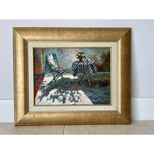 Richard Boyer 1990s Impressionist Cafe Painting Framed For Sale - Image 10 of 10