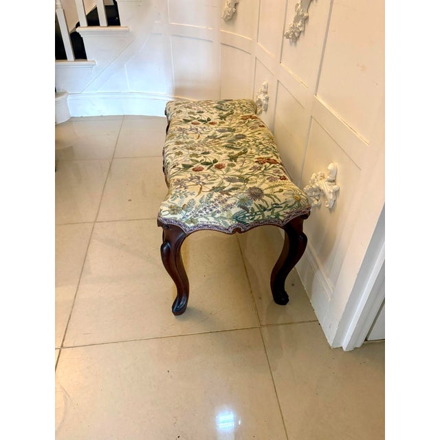 Antique Victorian Carved Walnut Window Seat Stool, 1860s For Sale - Image 6 of 8