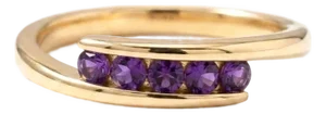 Amethyst Bypass Promise Silver Ring - Modern Bridal Ring Gift for Her Us 7