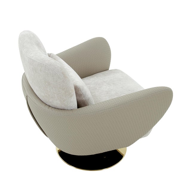 Mercer Swivel Lounge Chair With Pillow, Beige For Sale - Image 4 of 7