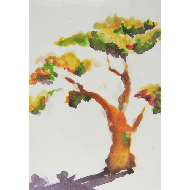 Rustic Small Vintage 1988 Lone Tree & Shadow Watercolor Painting For Sale - Image 3 of 3