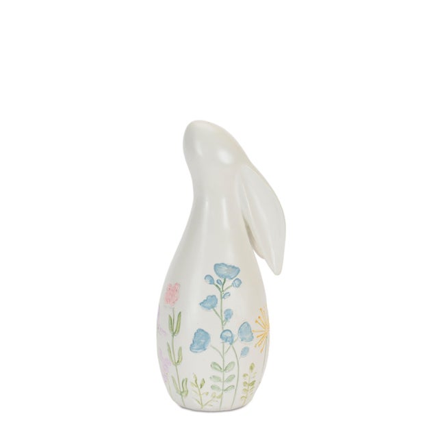 2020s Pastel Floral Rabbit Figurines (Set of 2) For Sale - Image 5 of 5