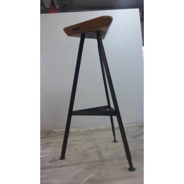 Delta Steel and Pine Stool For Sale In New York - Image 6 of 6