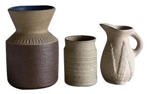 Danish Beige Stoneware Vase Set from Soholm, 1960s, Set of 3