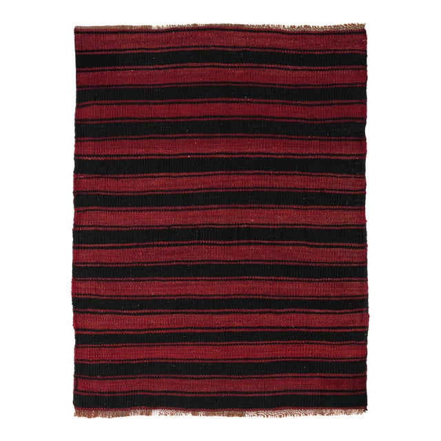 Black & Red Vintage Mini Kilim - 2`0″ X 2`6″ For Sale