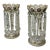 Antique Crystal Glass Bohemian Enamel Pair Overlaid Lusters Candlesticks 19thCt For Sale