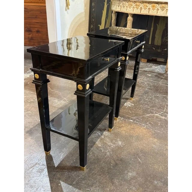 Pair of Black Lacquered Jansen Manner Side Tables For Sale In Dallas - Image 6 of 6