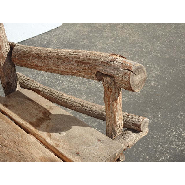 Large Primitive Rustic Tree Branch Throne Arm Chair ~ Raw Wood Limbs For Sale - Image 9 of 12