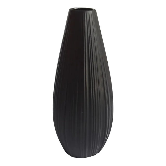 Vintage German Black Op Art Porcelain Vase by Martin Freyer for Rosenthal, 1970s For Sale