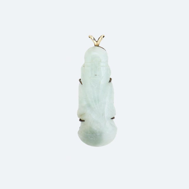 Vintage Chinese 14k Gold & Jadeite Pendant For Sale - Image 4 of 13