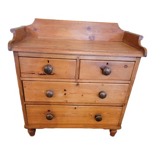 Antique Pine Two Over Two - Chest of Drawers - With Gallery Back - From Uk - Circa 1880 For Sale