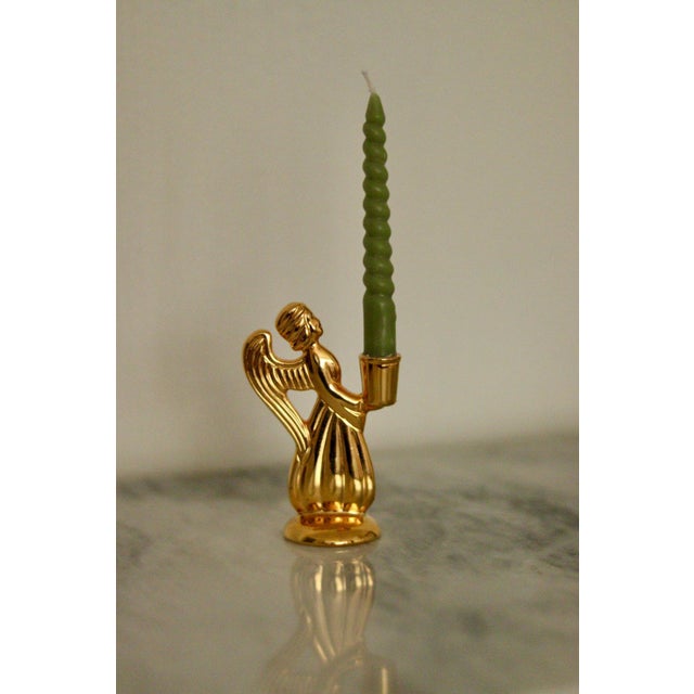 Mid-Century Modern Vintage Swedish Brass Angel Candleholders by Skultuna, Set of 2 For Sale - Image 3 of 8