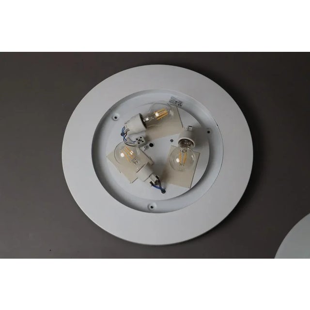 Large Minimalist Opal Glass Wall Lamp or Ceiling Lamp from Peill & Putzler, 1980s For Sale - Image 4 of 9