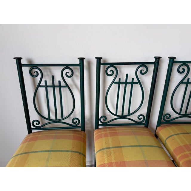 1980’s Vintage Hand Forged Metal Indoor / Outdoor Dining Chairs – Set of 4 For Sale In Miami - Image 6 of 12