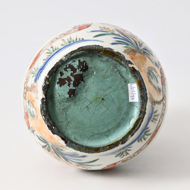 Ceramic Antique Japanese Hand-Painted Porcelain Vase For Sale - Image 7 of 12