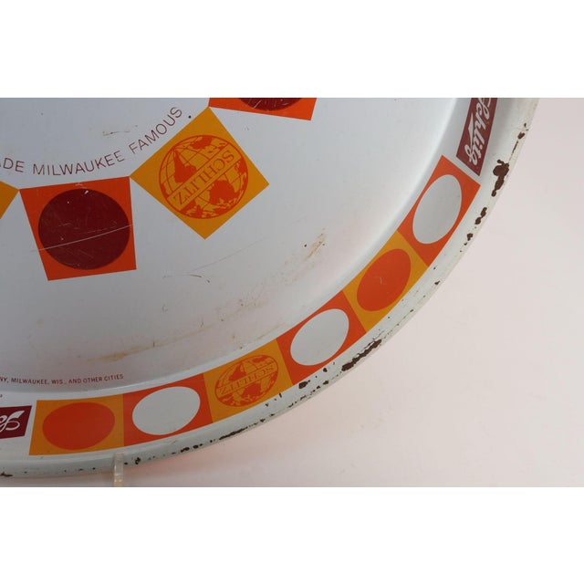 Alabaster Mid-Century American Modern Schlitz Enameled Metal Beer Tray For Sale - Image 8 of 18