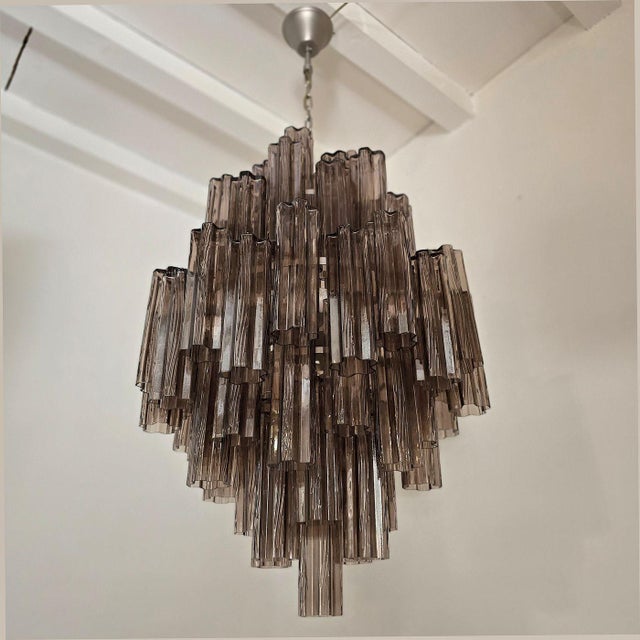 Brown 1990s Large Brown Tronchi Murano Glass, Mid Century Chandelier For Sale - Image 8 of 15