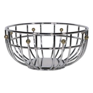 Hollywood Regency Space Age Chrome and Brass Fruit Bowl C. 1960/70's For Sale