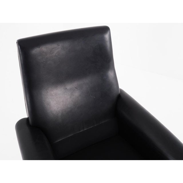 Danish Black Leather Armchair, 1970s For Sale - Image 10 of 18