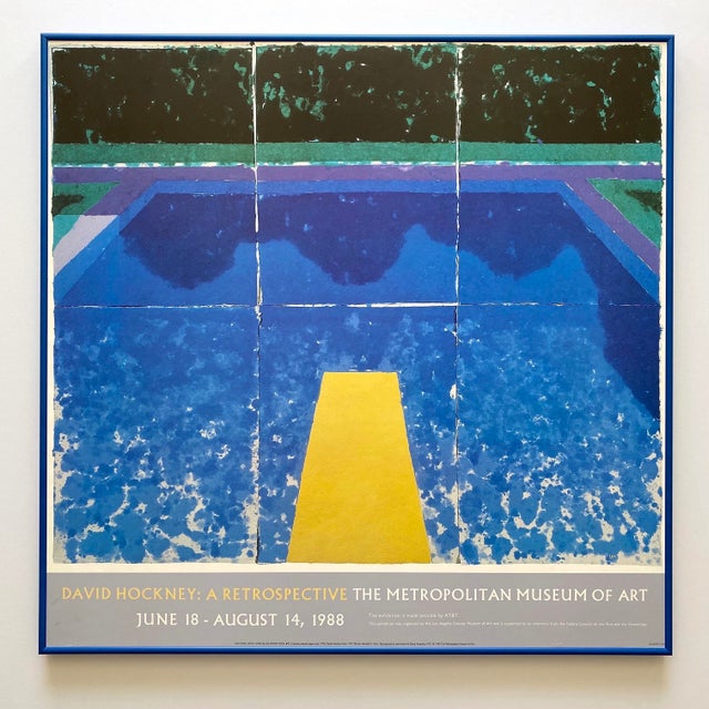David Hockney Vintage 1988 Pop Art Lithograph Print Framed Museum Exhibition Poster " Day Pool With Three Blues ( Paper Pool #7 ) " 1978 For Sale - Image 17 of 17