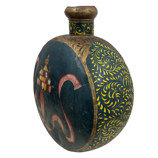 Metal Mid 20th Century Vintage Mughal Metal Water Vessel From Rajasthan India For Sale - Image 7 of 10
