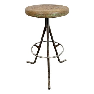 Industrial Grey Workshop Stool, 1960s For Sale