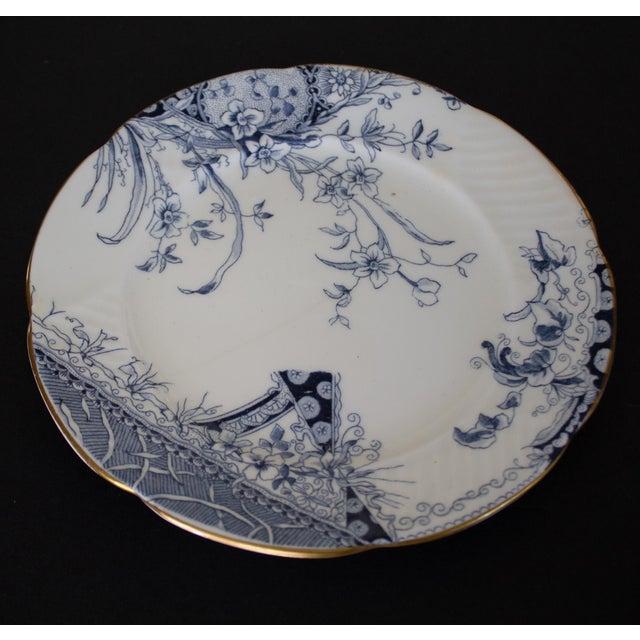 19th Century English Bone China Blue and White Tea Cup Set for Five - 15 pcs For Sale - Image 15 of 16