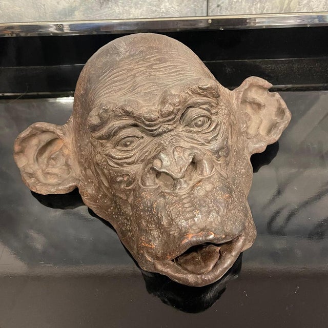 Bonobo Monkey Head Sculpture in Terracotta, 2019 For Sale - Image 3 of 18