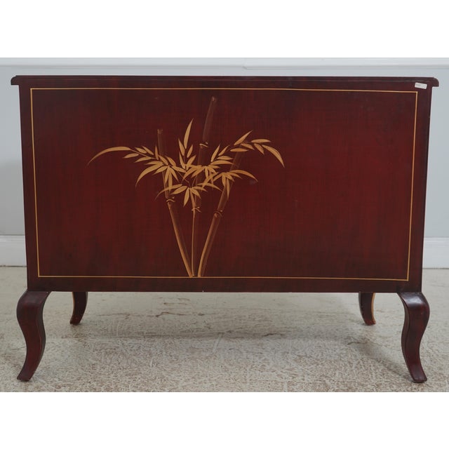 Red & Gold Chinoiserie Serpentine 2 Drawer Commode Dresser For Sale - Image 16 of 16