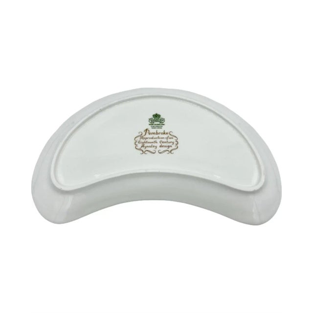 1980s 1980s Aynsley Pembroke Porcelain Floral, Bird Crescent Salad Plate For Sale - Image 5 of 12