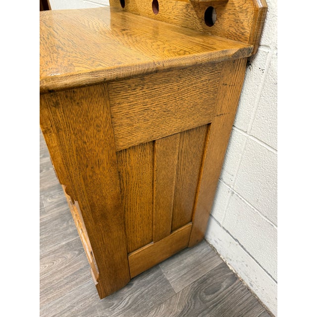 Antique Late Victorian Eastlake Style Golden Oak Washstand Commode For Sale - Image 9 of 15