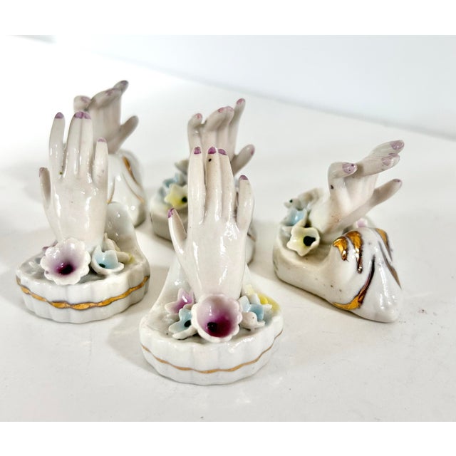 Mid 20th Century Vintage Porcelain Hand Place Card Holders, Set of 5 For Sale - Image 5 of 13