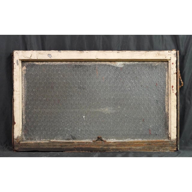 Reclaimed Wormy Chicken Wire Glass Window 31.75 X 19 In. For Sale - Image 6 of 7