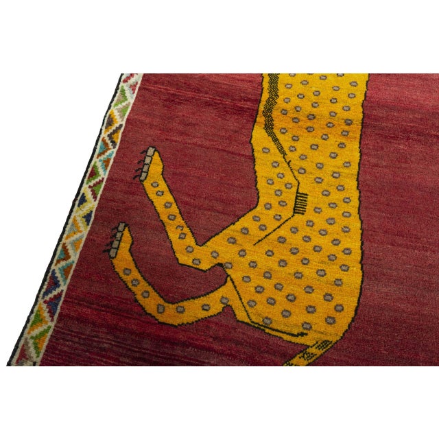 Hand-Knotted Gabbeh Nomadic Tiger Rug For Sale - Image 5 of 11