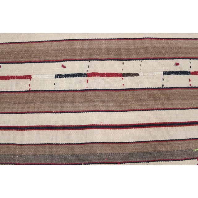 Vintage Turkish Oushak Handmade Wool Cotton Brown Kilim Area Rug For Sale - Image 10 of 11