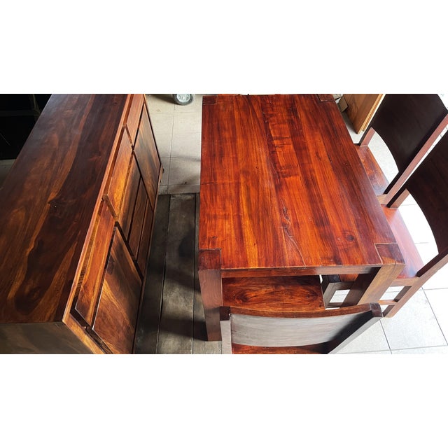 Brown Modernist Table and Chairs in Rosewood, 1970s, Set of 5 For Sale - Image 8 of 18