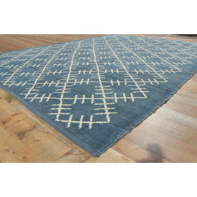 Moroccan Vintage Blue Moroccan Area Rug - 09'02 X 12'05 For Sale - Image 3 of 10