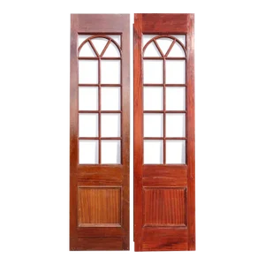 Mid 20th Century Vintage Solid Mahogany and Beveled Glass Single Interior Room Divider Doors - a Pair