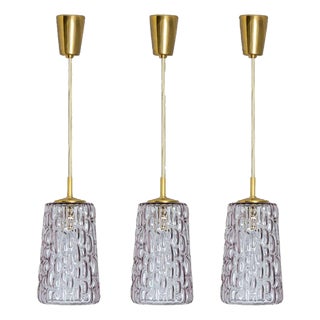 Purple Glass Pendant Light in the style of Kalmar, 1950s For Sale