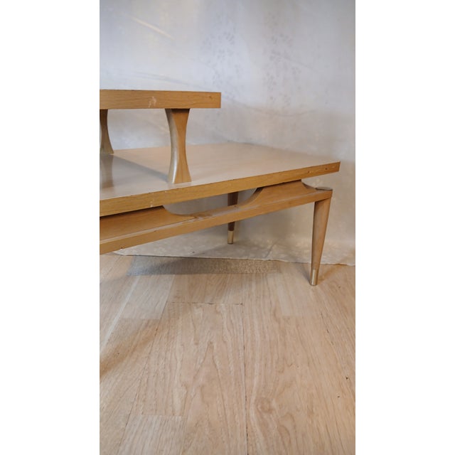 Mid-Century Modern Vintage Mid-Century Modern Two-Tier Blonde Formica Step End Table For Sale - Image 3 of 13
