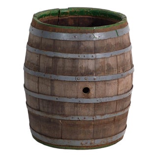Vintage Wooden Barrel with Iron Straps, Central Europe, 1920 For Sale