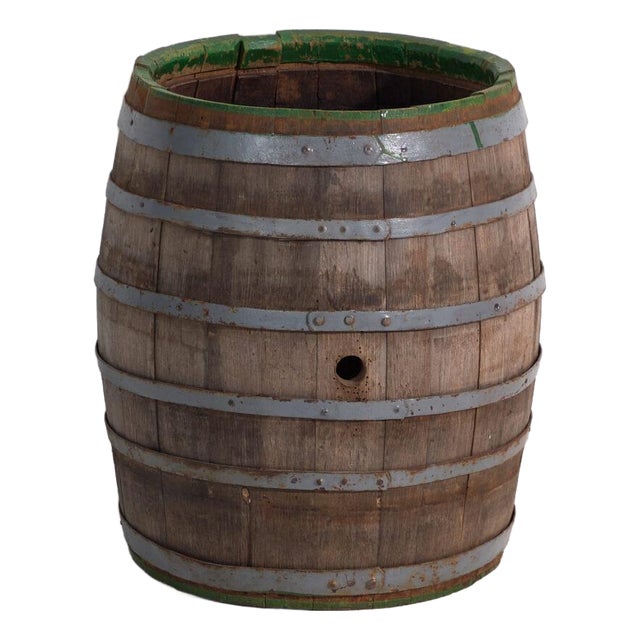 Vintage Wooden Barrel with Iron Straps, Central Europe, 1920 For Sale