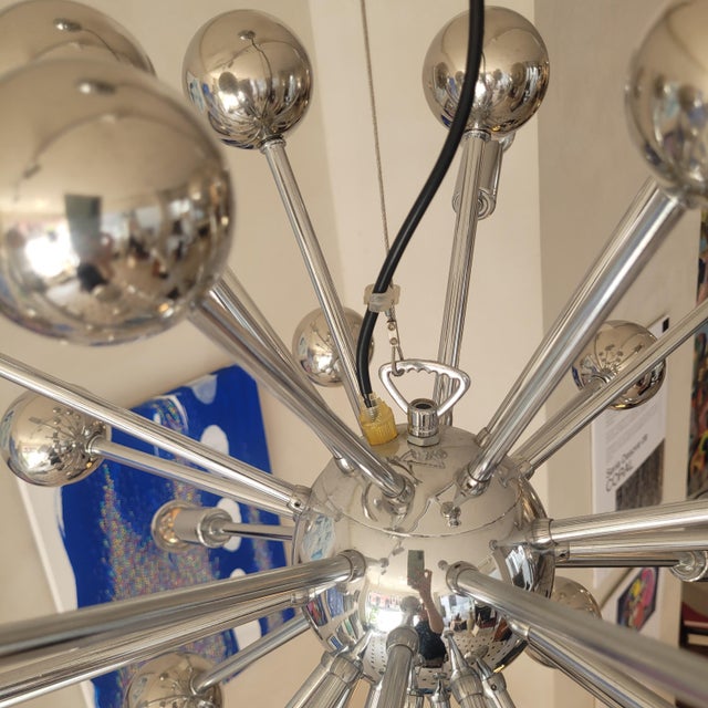 Silver Space Age Sputnik Lamp in Chrome Metal, Germany, 1970s For Sale - Image 8 of 17