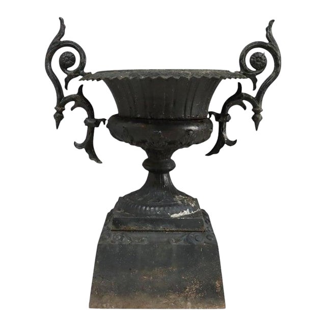 Classical Roman-Greco Cast Iron Garden Urn, Manner of Fiske, C1890 For Sale