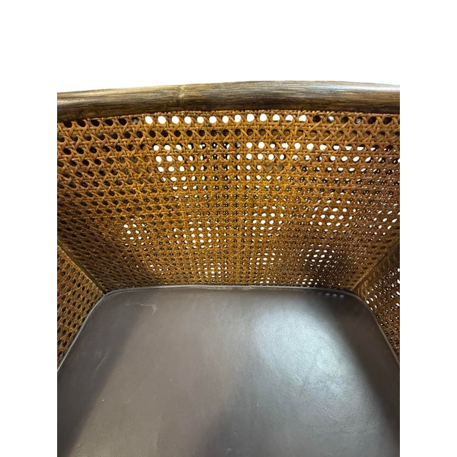 Pair of Authentic McGuire Rattan & Cane Barrel Lounge Chairs With Labels For Sale - Image 9 of 10