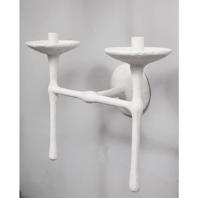 Sculpture Materials Bespoke Double-Arm Plaster Sconces - a Pair For Sale - Image 7 of 11